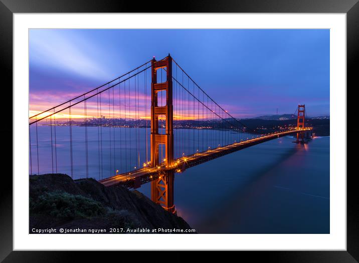 Dawn Over Golden Gate Framed Mounted Print by jonathan nguyen