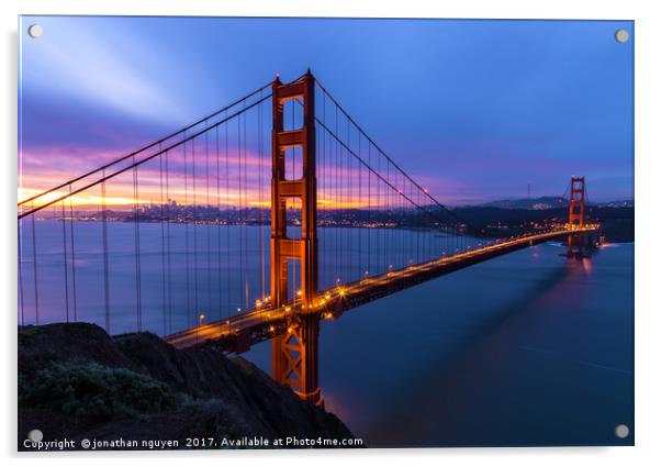 Dawn Over Golden Gate Acrylic by jonathan nguyen