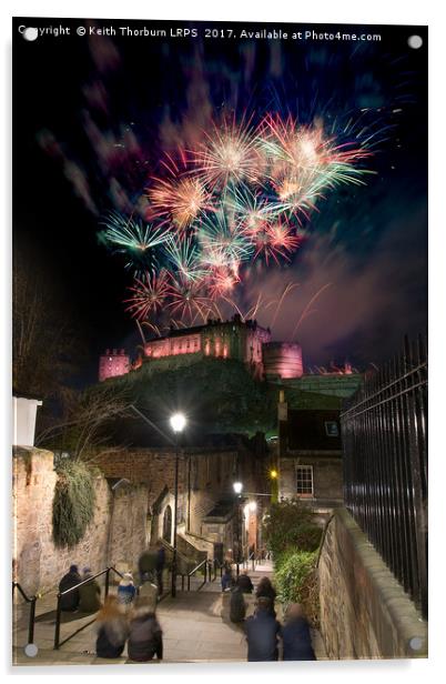 Edinburgh 2017 New year Fireworks Acrylic by Keith Thorburn EFIAP/b