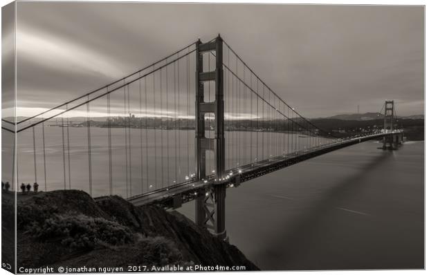 Dawn Over Golden Gate - Sepia Canvas Print by jonathan nguyen