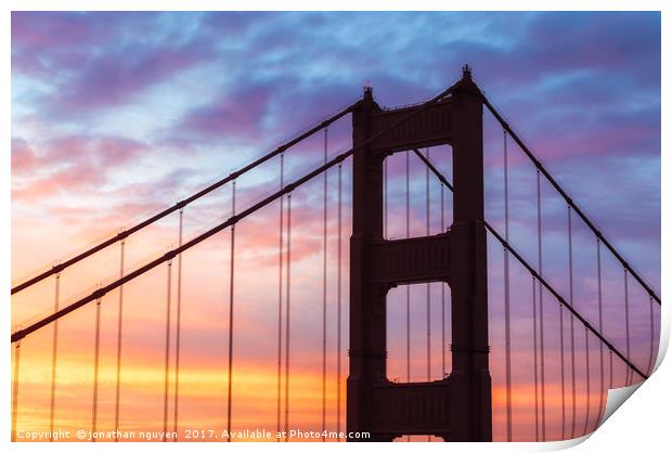 The Golden Gate At Sunrise Print by jonathan nguyen