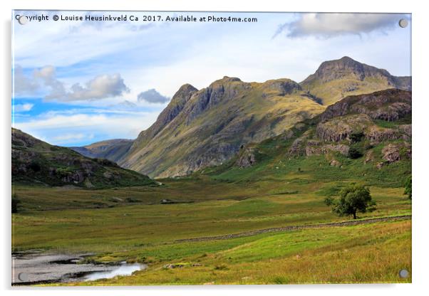 Langdale Pikes from Blea Tarn, Lake District, Cumb Acrylic by Louise Heusinkveld