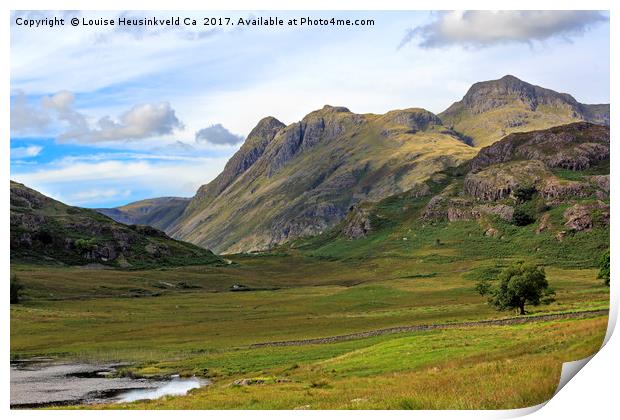 Langdale Pikes from Blea Tarn, Lake District, Cumb Print by Louise Heusinkveld
