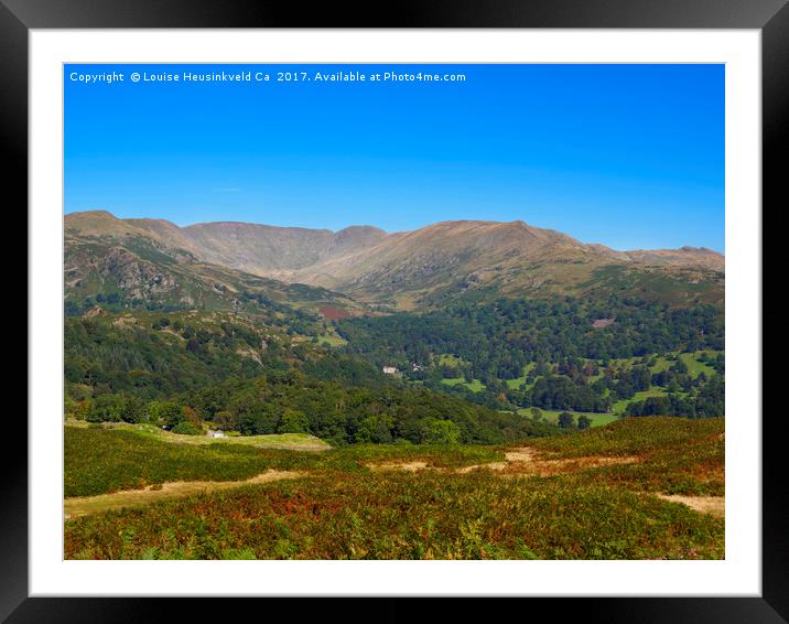 Fairfield Horseshoe from Loughrigg Fell, Lake Dist Framed Mounted Print by Louise Heusinkveld