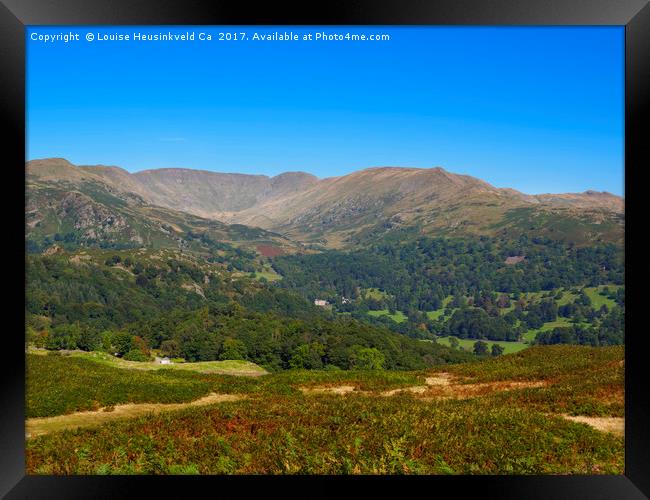 Fairfield Horseshoe from Loughrigg Fell, Lake Dist Framed Print by Louise Heusinkveld