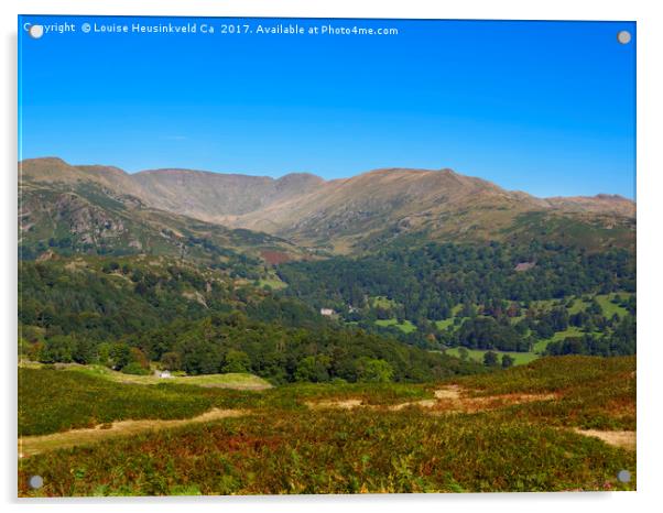 Fairfield Horseshoe from Loughrigg Fell, Lake Dist Acrylic by Louise Heusinkveld