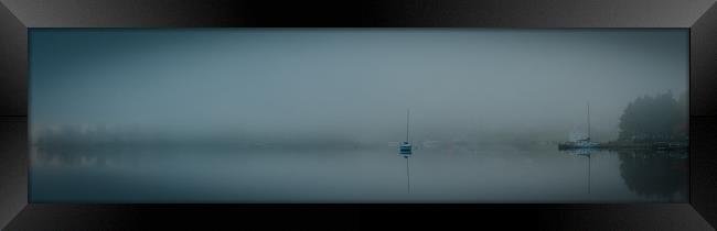 Fog lifting ... top of the bay Framed Print by Roxane Bay