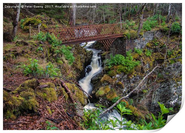 Rusty bridge in Glen Affric Print by Peter Gaeng