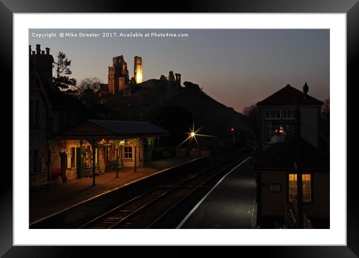 December evening in Corfe Castle Framed Mounted Print by Mike Streeter