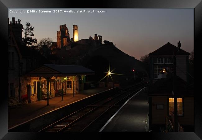 December evening in Corfe Castle Framed Print by Mike Streeter