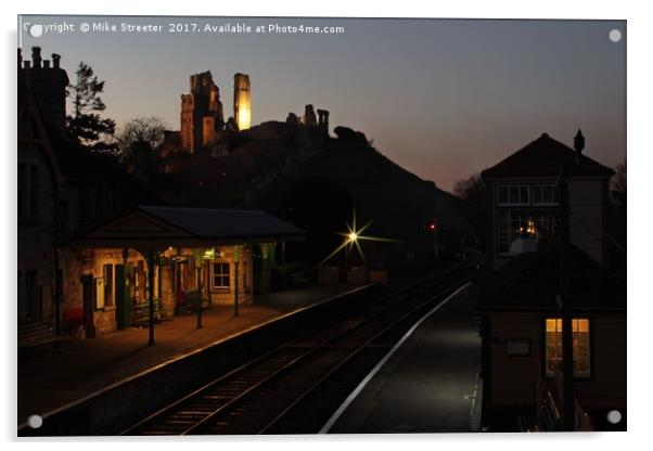 December evening in Corfe Castle Acrylic by Mike Streeter