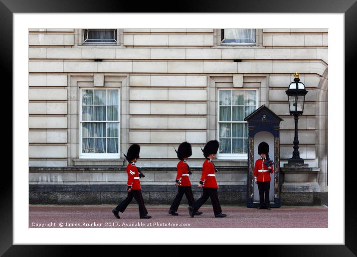 Changing of the Guard outside Buckingham Palace Framed Mounted Print by James Brunker