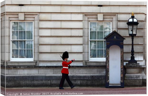 London Guard Stretching His Legs Canvas Print by James Brunker