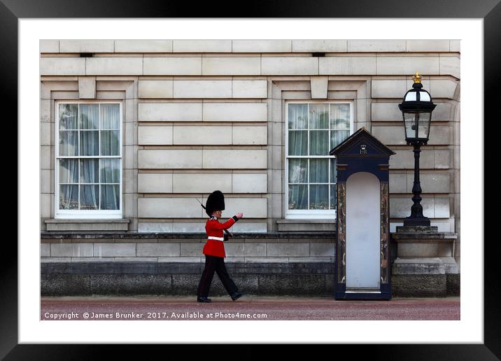 London Guard Stretching His Legs Framed Mounted Print by James Brunker