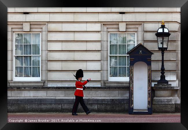London Guard Stretching His Legs Framed Print by James Brunker