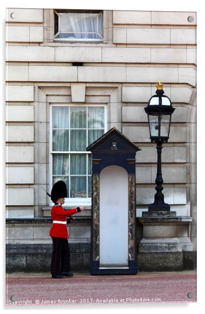 Scots Guard Arrving Home Buckingham Palace Acrylic by James Brunker