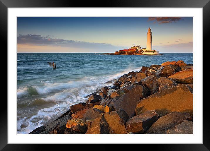 St. Marys Lighthouse, Whitley Bay Framed Mounted Print by David Lewins (LRPS)