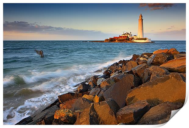St. Marys Lighthouse, Whitley Bay Print by David Lewins (LRPS)