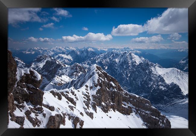 View from the top of the Zugspitze mountain  Framed Print by Richie Miles