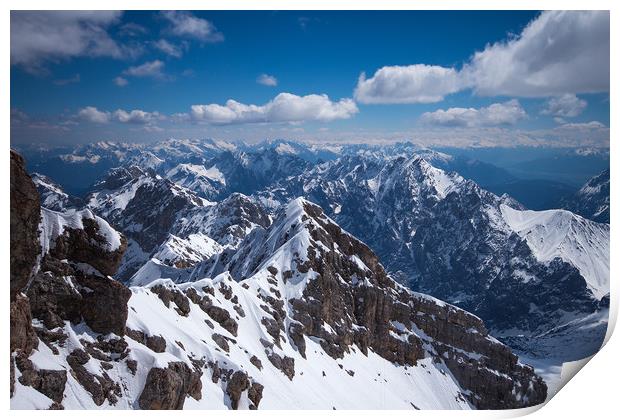 View from the top of the Zugspitze mountain  Print by Richie Miles