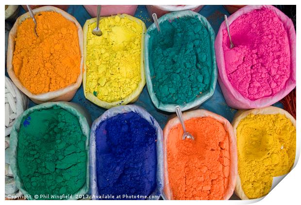 Coloured powders in an Indian Market Print by Phil Wingfield