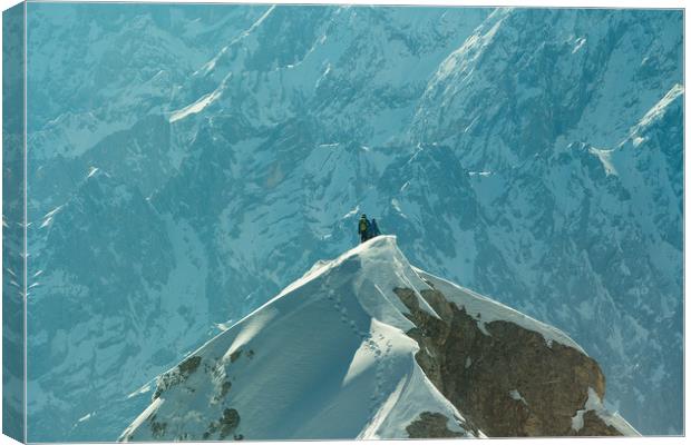 Climbers on the Zugspitze mountain in Germany Canvas Print by Richie Miles