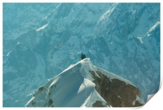 Climbers on the Zugspitze mountain in Germany Print by Richie Miles