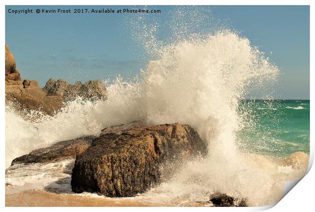 Wild sea in Cornwall Print by Kevin Frost