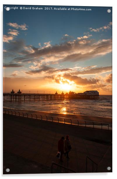 Sunset - North Pier Blackpool Acrylic by David Graham