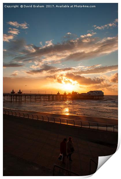 Sunset - North Pier Blackpool Print by David Graham