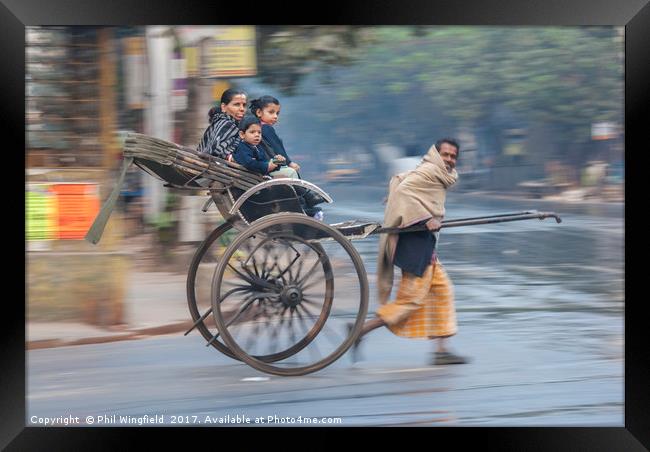 Hand Pulled Rickshaw - Kolkata Framed Print by Phil Wingfield