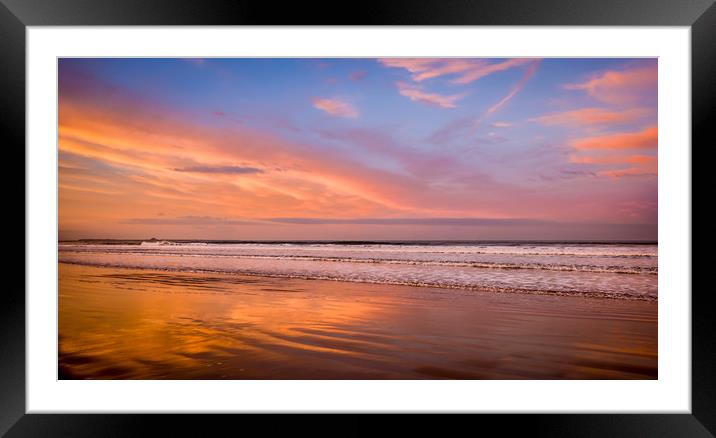 Reflections at Bamburgh Beach Framed Mounted Print by Naylor's Photography