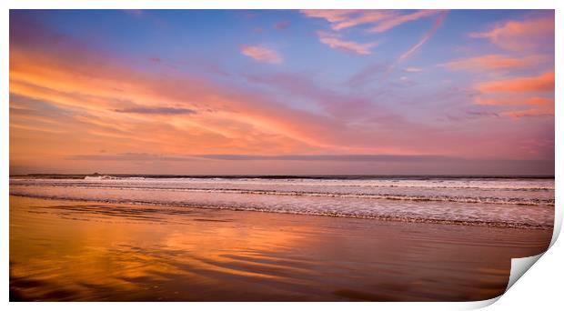 Reflections at Bamburgh Beach Print by Naylor's Photography