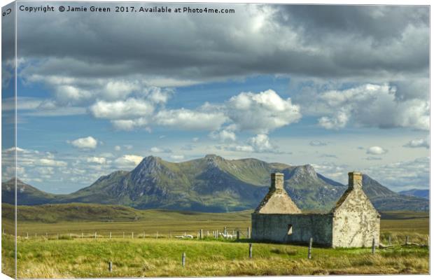 Moine House and Ben Loyal Canvas Print by Jamie Green