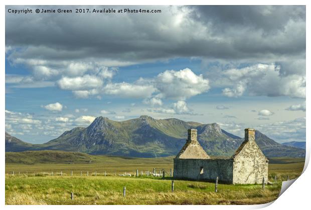 Moine House and Ben Loyal Print by Jamie Green