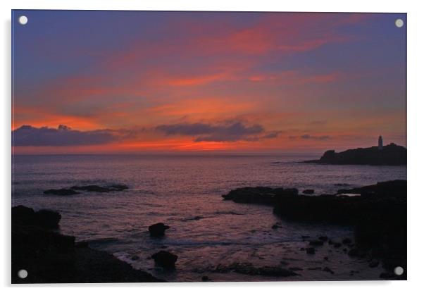 Sunset over Godrevy Acrylic by Paul Smith