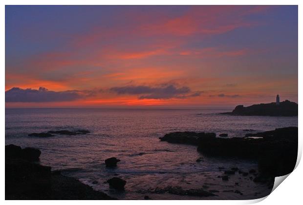 Sunset over Godrevy Print by Paul Smith