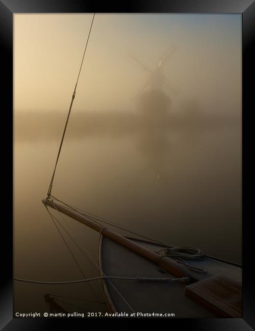 A cold morning on the Broads Framed Print by martin pulling