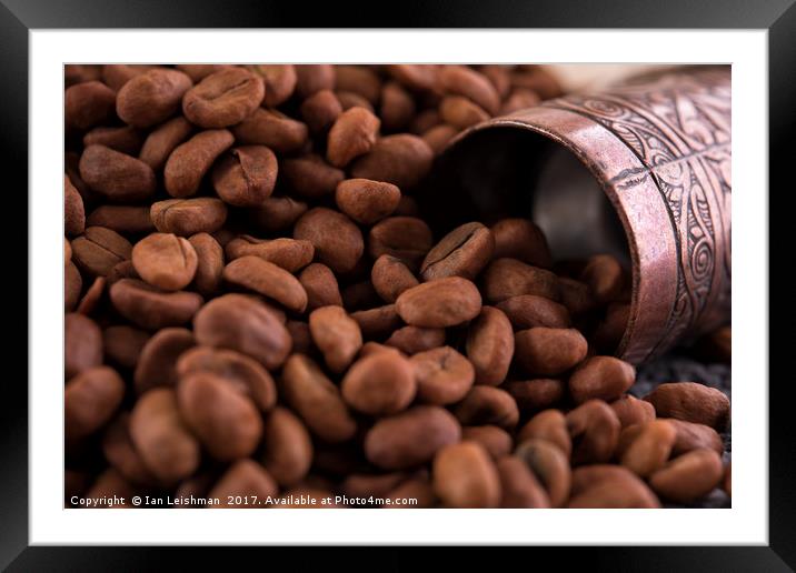 Coffee seed with traditional grinder Framed Mounted Print by Ian Leishman