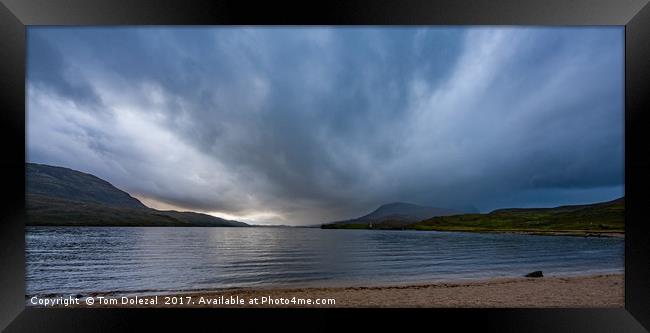 Stormy Loch Assynt sky Framed Print by Tom Dolezal