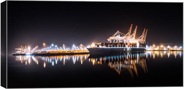 Southampton Docks At Night Canvas Print by Kevin Browne
