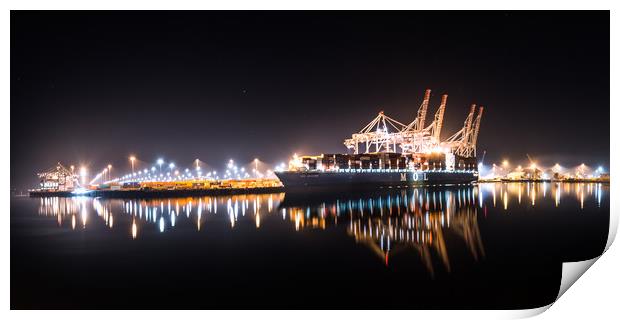 Southampton Docks At Night Print by Kevin Browne