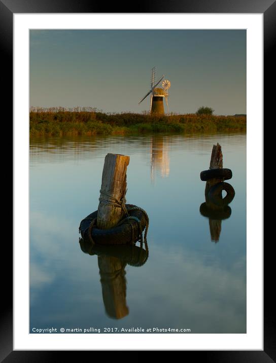 Early morning on the Norfolk Broads, Norfolk Framed Mounted Print by martin pulling
