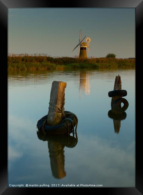 Early morning on the Norfolk Broads, Norfolk Framed Print by martin pulling