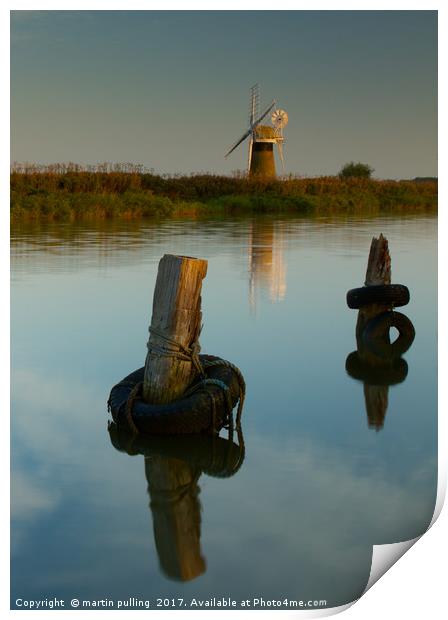 Early morning on the Norfolk Broads, Norfolk Print by martin pulling