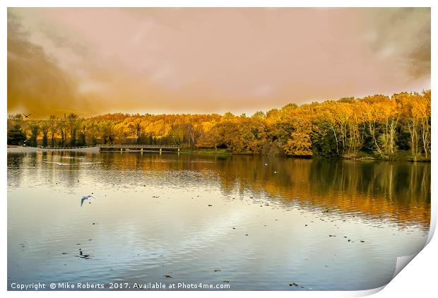 Autumn over the lake Print by Mike Roberts