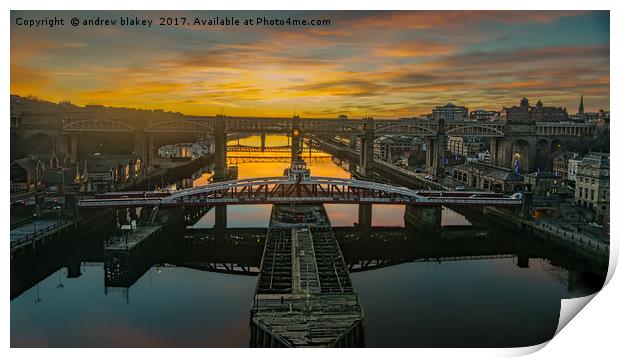 The Majestic Bridges of Newcastle Print by andrew blakey