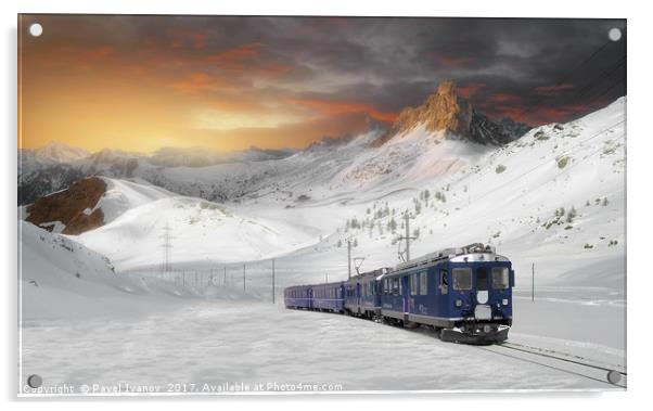 Sunset train Acrylic by Pavel Ivanov