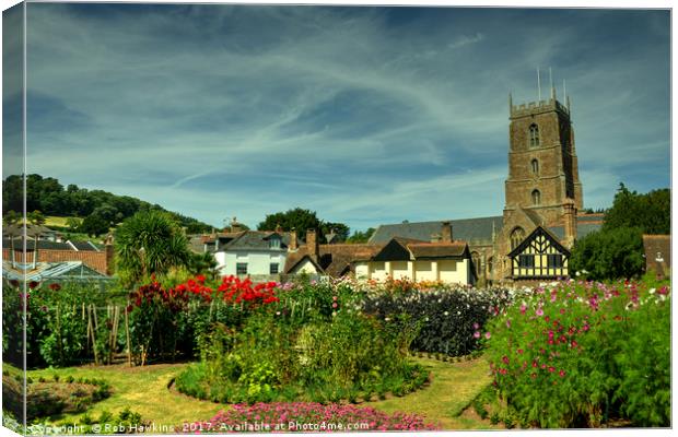 Dunster Church and secret garden  Canvas Print by Rob Hawkins