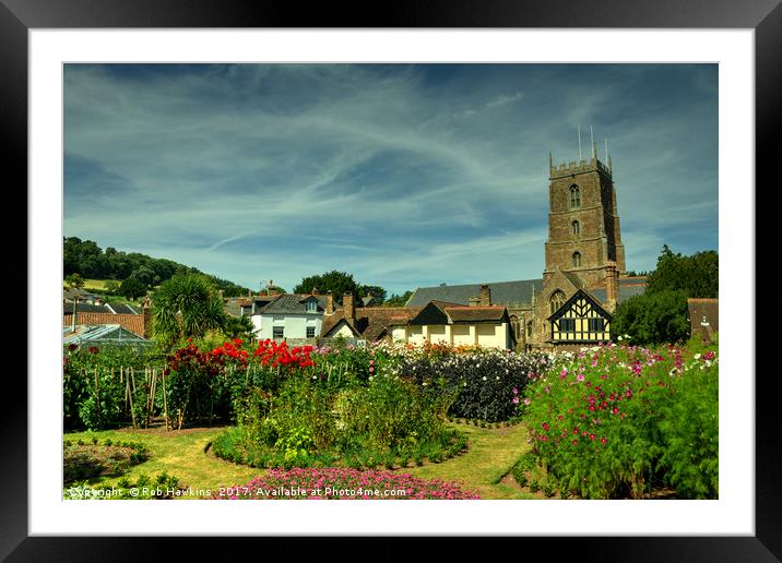 Dunster Church and secret garden  Framed Mounted Print by Rob Hawkins